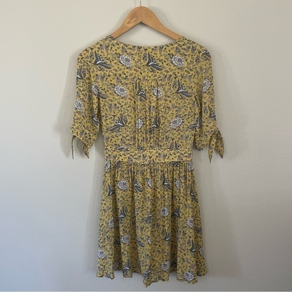 Auguste x Revolve Valentina Tie Sleeve Mini Dress Yellow Floral Print Size 4 - Picture 11 of 13